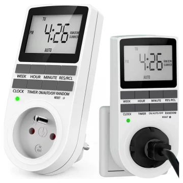 Programator czasowy włącznik / wyłącznik Oszczędzanie energii prądu Timer LCD do gniazdka EU biały