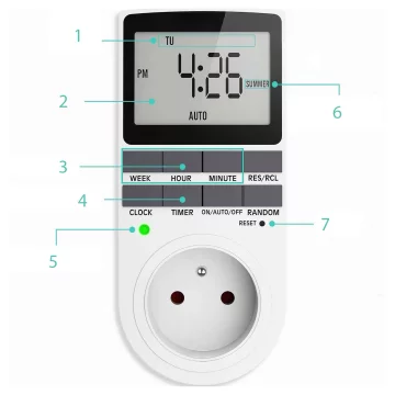 Programator czasowy włącznik / wyłącznik Oszczędzanie energii prądu Timer LCD do gniazdka EU biały