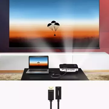 Przejściówka UGREEN kabel przewód z DisplayPort (męski) na HDMI (żeński) (jednokierunkowy) 1080P 60Hz 12bit czarny (40362)