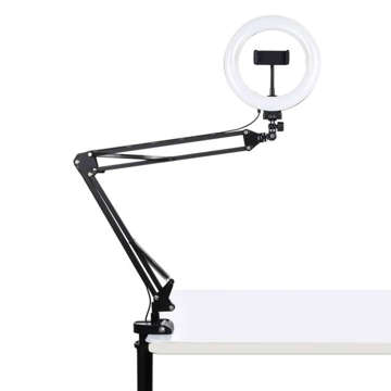 Puluz Lampa pierścieniowa / statyw biurkowy na klips LED 20 cm vlog / stream na telefon PKT3089B