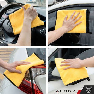 Ręcznik samochodowy dwustronny 30x40 cm welurowy Mikrofibra do mycia ekranów osuszania samochodu auta ścierka Alogy