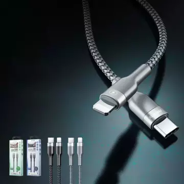 Remax Sury 2 Series nylonowy kabel przewód USB Typ C - Lightning 18 W Power Delivery 1 m czarny (RC-009 black)