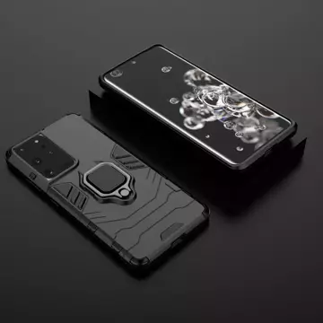 Ring Armor pancerne hybrydowe etui pokrowiec + magnetyczny uchwyt Samsung Galaxy S22 Ultra czarny