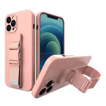 Rope case żelowe etui ze smyczą łańcuszkiem torebka smycz iPhone 12 Pro Max różowy