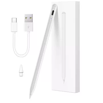 Rysik do Apple iPad Alogy Pencil z funkcją Palm Rejection Tilt Magnetyczny USB-C + zapasowa końcówka Biały