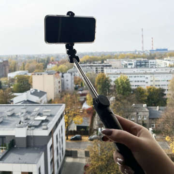 Selfie stick Alogy Mini Tripod uchwyt do telefonu Bluetooth kijek monopod pilot Czarny