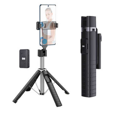 Selfie stick kijek Uchwyt na telefon tripod stabilny statyw do zdjęć Alogy Quadrapod z pilot Bluetooth Czarny