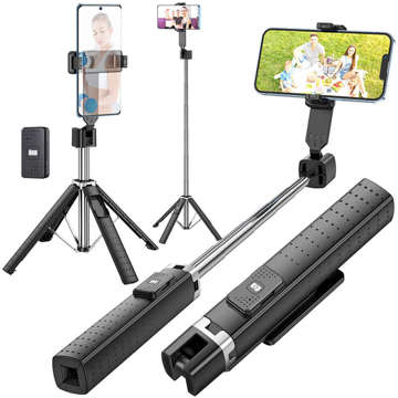 Selfie stick kijek Uchwyt na telefon tripod stabilny statyw do zdjęć Alogy Quadrapod z pilot Bluetooth Czarny