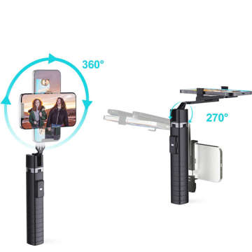 Selfie stick kijek Uchwyt na telefon tripod stabilny statyw do zdjęć Alogy Quadrapod z pilot Bluetooth Czarny