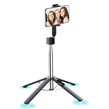 Selfie stick kijek Uchwyt na telefon tripod stabilny statyw do zdjęć Alogy Quadrapod z pilot Bluetooth Czarny