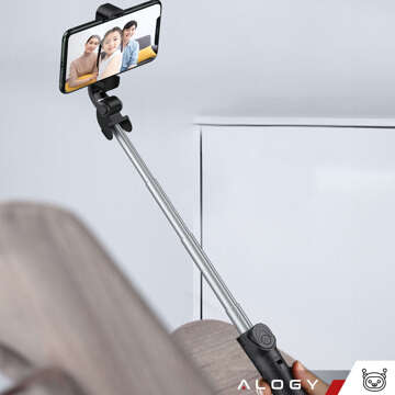 Selfie stick statyw Tripod uchwyt na telefon Alogy Trójnóg kijek do zdjęć selfie pilot Bluetooth 360 Czarny