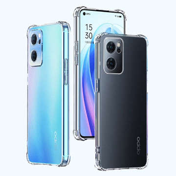 Silikonowe etui pancerne ShockProof Alogy do Oppo Reno7 5G Global Przezroczyste + Szkło