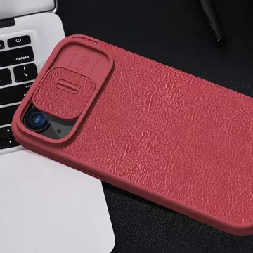 Skórzane etui z klapką osłoną aparatu do iPhone 15 Pro Max Nillkin Qin Pro Leather - czarne