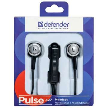 Słuchawki przewodowe dokanałowe z mikrofonem Defender PULSE 427 mini Jack 3.5mm czarne