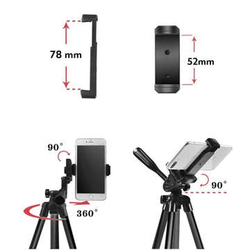 Statyw uniwersalny Alogy Tripod uchwyt do telefonu stojak 1/4 do kamer GoPro z pilot Bluetooth, pokrowiec Czarny