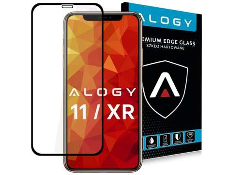 Szkło Alogy Full Glue case friendly do Apple iPhone 11/ XR Czarne