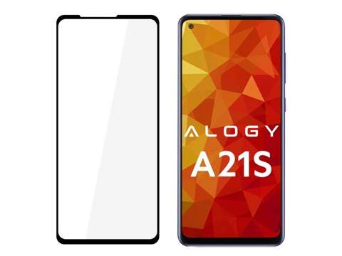 Szkło Alogy Full Glue case friendly do Samsung Galaxy A21S czarne