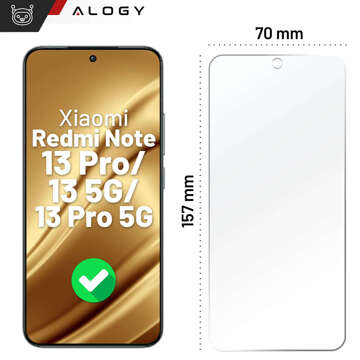 Szkło "NIETŁUKĄCE" do Xiaomi Redmi Note 13 Pro / Note 13 5G / Note 13 Pro 5G na ekran hybrydowe Alogy Flexi Glass 9H Case Friendly płaskie na ekran