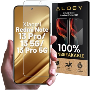 Szkło "NIETŁUKĄCE" do Xiaomi Redmi Note 13 Pro / Note 13 5G / Note 13 Pro 5G na ekran hybrydowe Alogy Flexi Glass 9H Case Friendly płaskie na ekran