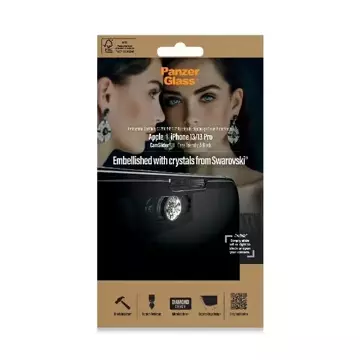 Szkło PanzerGlass E2E Microfracture do iPhone 13 / 13 Pro / 16e 6,1" CamSlider Swarovsky Case Friendly AntiBacterial czarny/black 2751