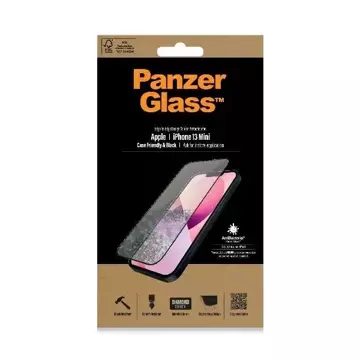 Szkło PanzerGlass E2E Microfracture do iPhone 13 Mini 5,4" Case Friendly AntiBacterial czarny/black Pro2744