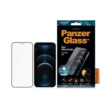 Szkło PanzerGlass E2E Super+ do iPhone 12 Pro Max Case Friendly AntiBacterial Microfracture czarny/black