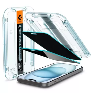 Szkło hartowane Spigen Glas.tR ”Ez Fit” 2-pack do Apple iPhone 15 Privacy