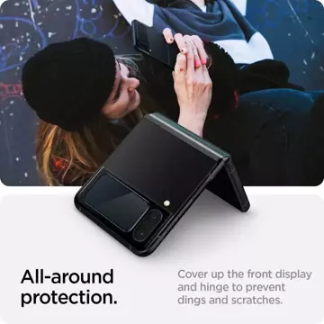 Szkło hartowane Spigen Glass FC ”EZ FIT” + ramka Film 2-pack do Samsung Galaxy Z Flip 4 Black