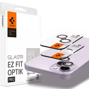 Szkło hartowane osłona aparatu Spigen Optik.Tr "EZ FIT" Camera Protector 2-PACK do Apple iPhone 14 / 14 Plus PURPLE