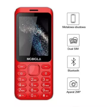 Telefon GSM Mobiola MB3200i 2G czerwony klasyczny dla seniora