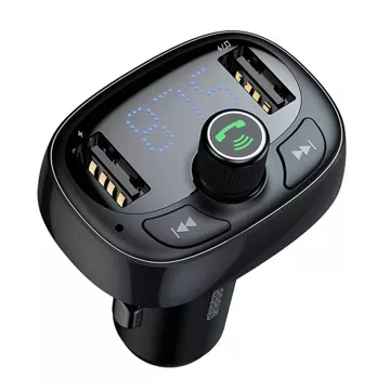 Transmiter FM Baseus Bluetooth 4.2 mp3 + ładowarka samochodowa 2x USB 3.4A  zestaw głośnomówiący MicroSD