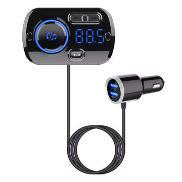 Transmiter FM Ładowarka samochodowa Bluetooth 2x USB QC 3.0 MP3 Quick Charge Czarny