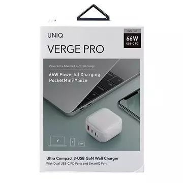 UNIQ Ładowarka sieciowa Verge Pro 66W Gan USB-C biały/cloud white