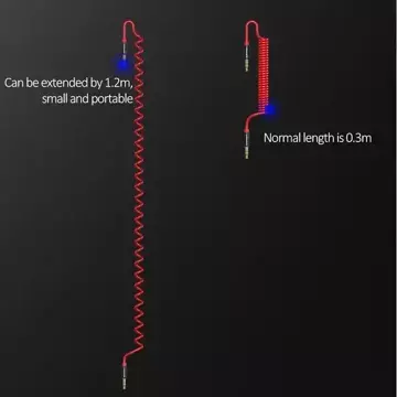 USAMS Adapter Spring audio jack 3,5mm -3,5mm 1,2m czerwony/red SJ256YP02 (US-SJ256)