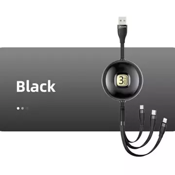 USAMS Kabel U69 3w1 1m czarny/black (lightning/microUSB/USB-C)