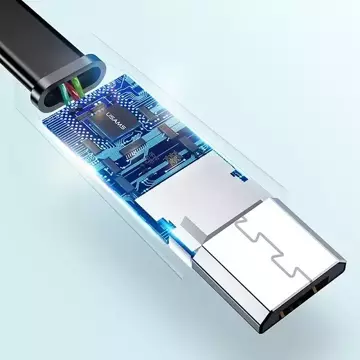 USAMS Kabel płaski U2 microUSB 1,2m czarny