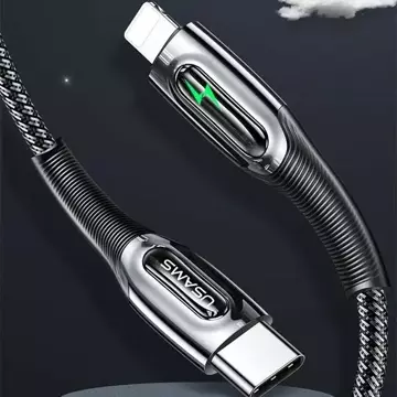 USAMS Kabel pleciony USB-C na Lightning Smart Power-off 20W PD Cable 1.2m ciemny zielony