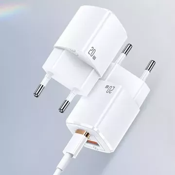 USAMS Ładowarka sieciowa 1x USB-C + 1x USB T37 20W (only head) Super SI PD3.0 + QC3.0 Fast Charging biały/white CC128TC02 (US-CC128)