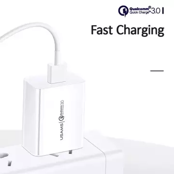 USAMS Ładowarka sieciowa 1xUSB T22 18W 3A QC3.0 (only head) Fast Charging biały/white CC83TC01 (US-CC083)