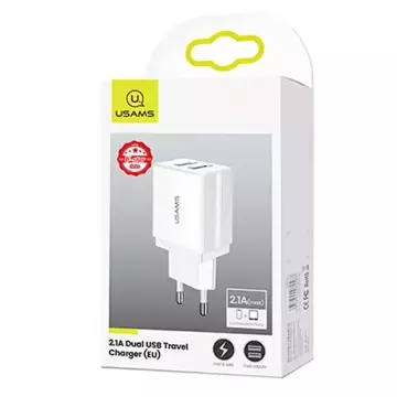 USAMS Ładowarka sieciowa 2xUSB T24 2,1A biały /white (only head) CC90TC01 (US-CC090)