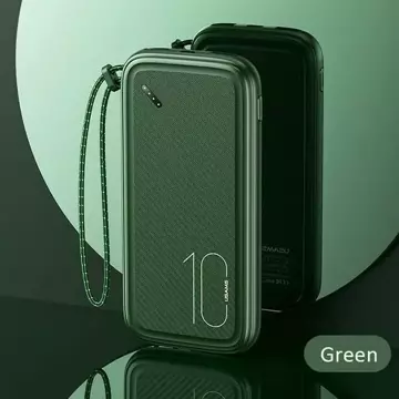 USAMS Powerbank PB56 10000mAh 2xUSB / USB-C / MicroUSB Fast Charge zielony/ dark green 10KCD15003 (US-CD150)