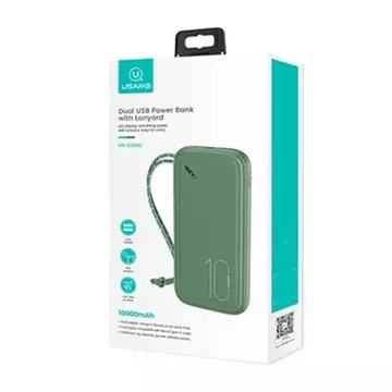 USAMS Powerbank PB56 10000mAh 2xUSB / USB-C / MicroUSB Fast Charge zielony/ dark green 10KCD15003 (US-CD150)