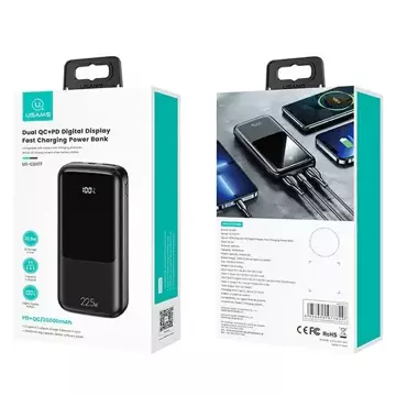 USAMS Powerbank PB58 20000mAh 22.5W Dual QC+PD Fast Charge czarny/black 20KCD17701 (US-CD177)