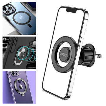 Uchwyt Magnetic MagSafe Vent Car Mount samochodowy do auta do telefonu do kratki wentylacyjnej do MagSafe Czarny