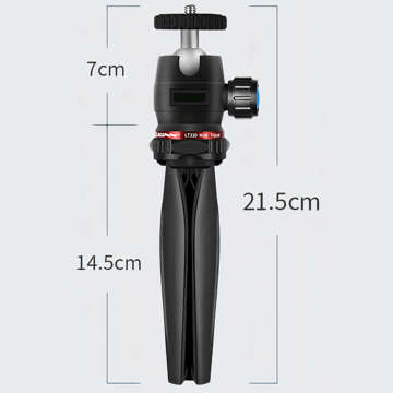 Uchwyt na telefon Alogy Mini Tripod Trójnóg Liginn do robienia zdjęć do telefonu kamery GoPro lampy ring 1/4 Czarny