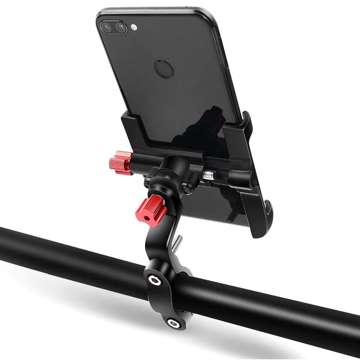 Uchwyt rowerowy do roweru hulajnogi motocyklu wózka na telefon smartfon solidny aluminiowy Czarny