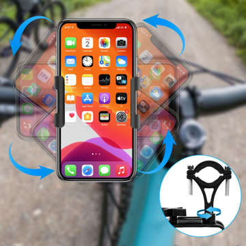 Uchwyt rowerowy metalowy na kierownicę do telefonu na rower motor hulajnogę czarny