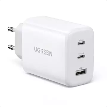 Ugreen szybka ładowarka sieciowa 2x USB Typ C / USB 65W PD3.0, QC3.0/4.0+ biała (CD275)