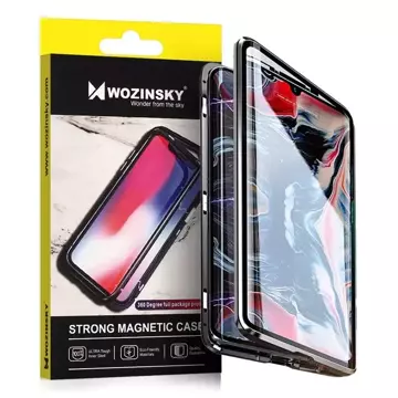 Wozinsky Full Magnetic Case magnetyczne etui 360 pokrowiec na przód i tył z wbudowanym szkłem iPhone 12 Pro Max czarno-przezroczysty