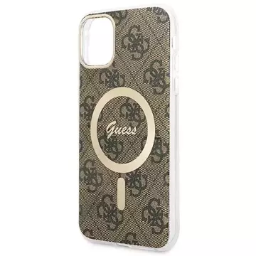 Zestaw Guess GUBPN61H4EACSW Case+Charger iPhone 11 6,1" hard case 4G MagSafe Print brązowy/brown 